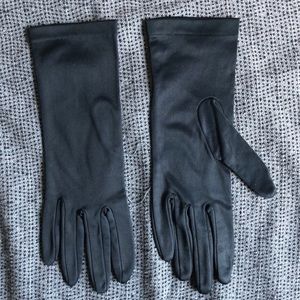 Black satin gloves